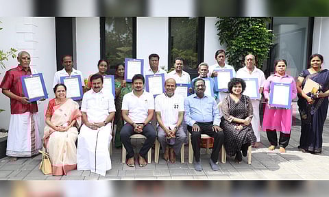 Deputy Chief Minister Udhayanidhi Stalin on Friday handed over sanction orders of financial assistance to 10 artists (Photo: X-@Office_of_Udhay)