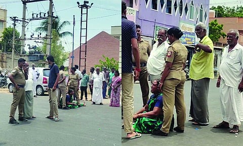 Farmer, daughter protest on Coimbatore–Dindigul NH