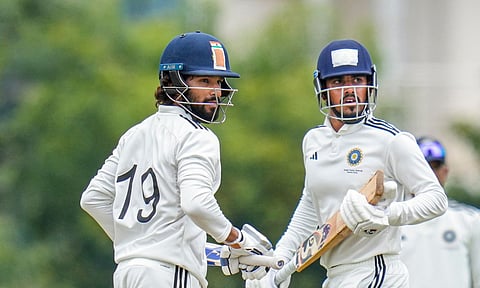 Central Zone's Rajat Patidar and Yash Rathod during the second day of the Duleep Trophy final