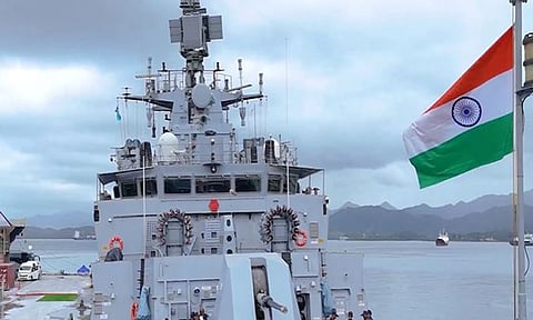 INS Kadmatt arrives in Fiji (Photo/X@HCI_Suva)