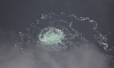 In this picture provided by Swedish Coast Guard, a leak from Nord Stream 2 is seen, on Sept. 28, 2022. (AP)