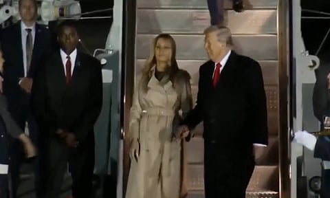 US President Donald Trump and First Lady Melania Trump arrive at Winfield House in London (ANI)
