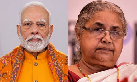 Narendra Modi, Sushila Karki (L-R)