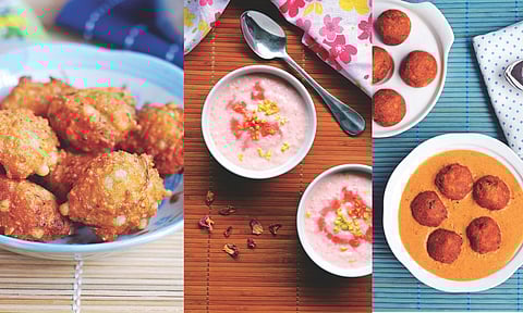 Thavala vadai, Malai kofta, Millet gulabi kheer 