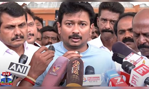 Udhayanidhi Stalin addressing the media (Thanthi TV)