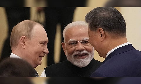 PM Modi with Chinese President Xi Jinping and Russian President Vladimir Putin