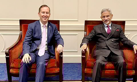 External Affairs Minister S Jaishankar with US Ambassador to India-designate Sergio Gor during a meeting on the sidelines of the United Nations General Assembly session, in New York (PTI)