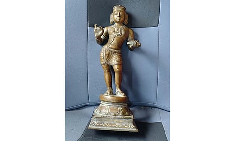 The recovered metal idol of Manickavasagar