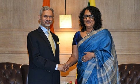 EAM Jaishankar, Lankan PM Harini (IANS)