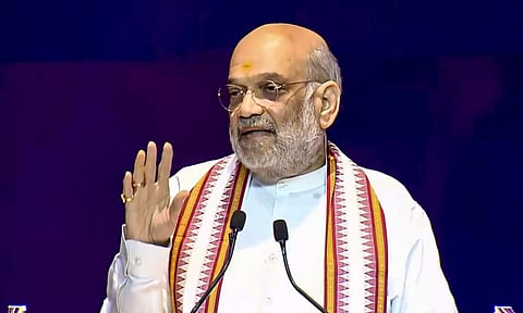  Union Home Minister Amit Shah addresses the gathering at the Extradition of Fugitives: Challenges and Strategies conference, in New Delhi (PTI) 