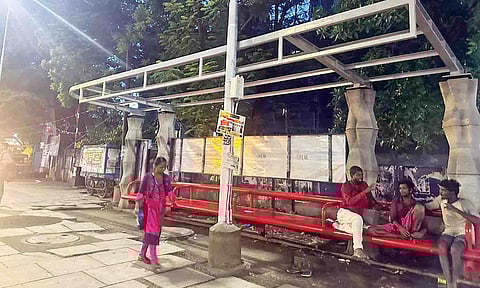 The bus stop adjacent to Tondiarpet Metro station has remained roofless for a long time 