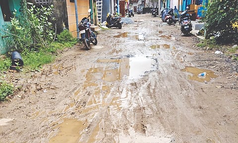 A slushy Block 77 Road in Manali New Town on Saturday