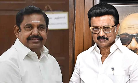 Tamil Nadu Chief Minister MK Stalin (R) and AIADMK leader EPS (L)