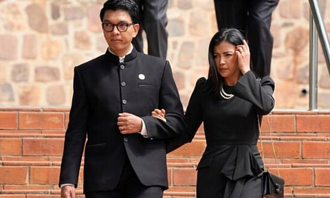 President of Madagascar Andry Rajoelina, left, and his wife Mialy Rajoelina (Credit: AP)