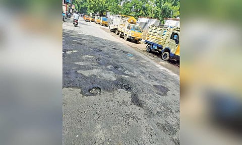 Sorry state of the SIDCO Nagar Road after recent rains