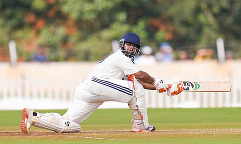Rishabh Pant plays a shot during the match 