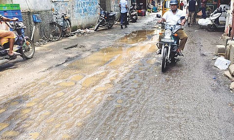 Rameswaram Street turns slushy and filled with potholes 