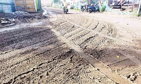 Constant movement of tipper lorries belonging to a prominent builder in the city is blamed for the damaged road