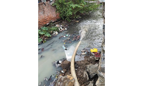 Untreated sewage is being discharged into the canal in Sri Sarvamangala Nagar