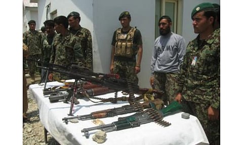 Seized weapons by the Afghan police (Photo: IANS)