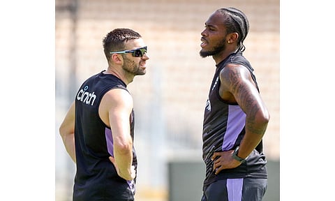 England fast bowlers Mark Wood and Jofra Archer (Photo: ANI)