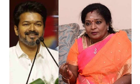 TVK leader Vijay and BJP leader Tamilisai Soundararajan
