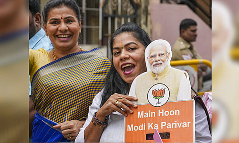 BJP-led NDA crosses majority mark of 122 seats in 243-member Bihar Assembly(PTI)