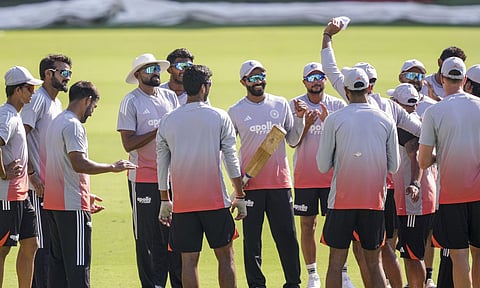 India's players during a practice session ahead of the second Test cricket match between India and South Africa, at ACA Stadium in Guwahati. (Photo: PTI)