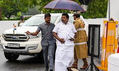 amil Nadu Congress Committee president K Selvaperunthagai arrives to attend the Tamil Nadu Assembly session at Fort St. George in Chennai (PTI)