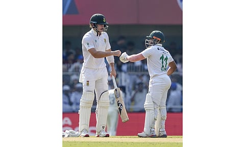South Africa's Tristan Stubbs and Temba Bhavuma during the first day of the second Test cricket match between India and South Africa (Photo: PTI)
