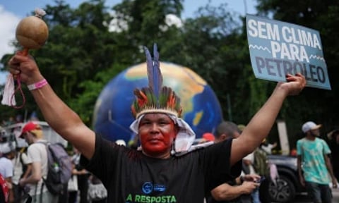 Indigenous activists participate in a climate protest during the COP30 U.N. Climate Summit in Belem, Brazil. (Photo: AP)