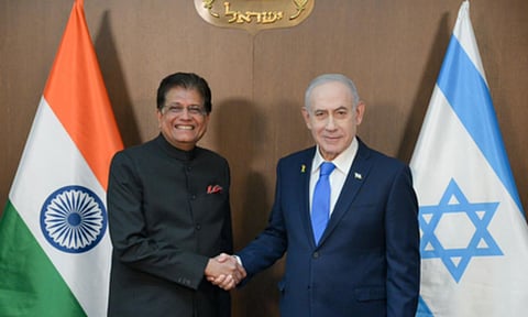 Minister Piyush Goyal, on Sunday, met Israeli Prime Minister Benjamin Netanyahu (IANS) 