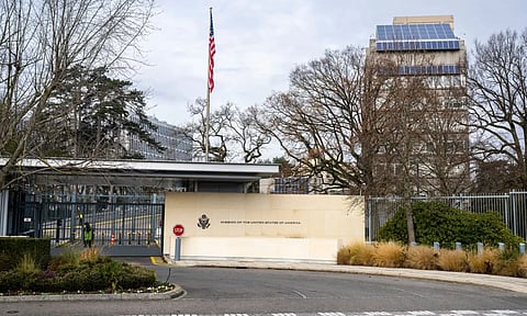 A view of the US Permanent Mission, in Geneva, Switzerland, Sunday, Nov. 23, 2025. (AP)