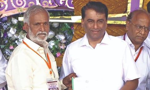 HR&CE Minister PK Sekarbabu handing over CM’s letter