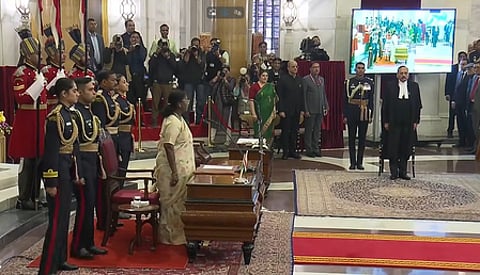 President Murmu administers oath of office to CJI Surya Kant