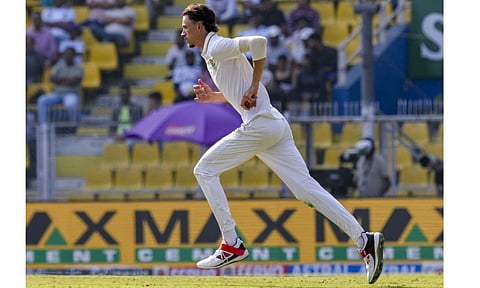 South Africa's Marco Jansen in action during the third day of the second Test cricket match between India and South Africa at the Barsapara Cricket Stadium in Guwahati, Monday, Nov. 24, 2025 (PTI) 