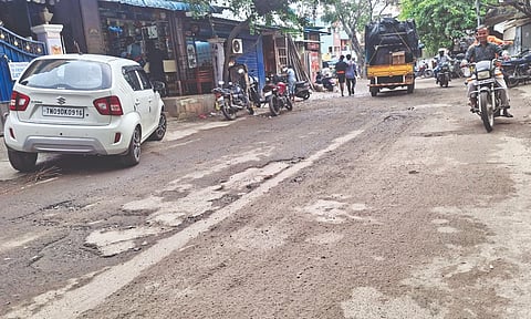 Lack of repair works has made the stretch in Jafferkhanpet gravelly