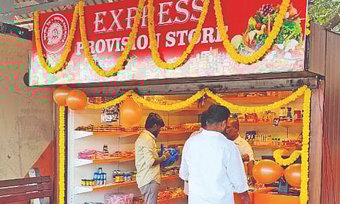 The newly opened grocery stall at Perungalathur station
