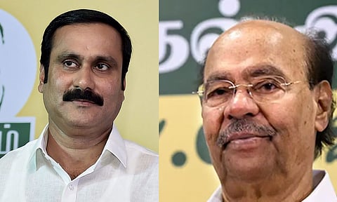 PMK founder Dr S Ramadoss and Anbumani Ramadoss