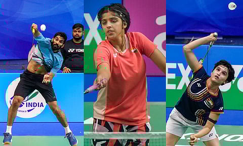 (L-R) Kidambi Srikanth, Tanvi Sharma, Unnati Hooda