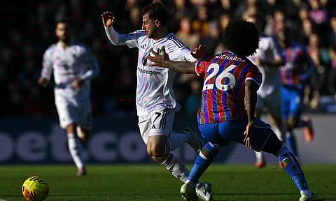 Goalscorer Mason Mount shrugs off defender Chris Richards during the match