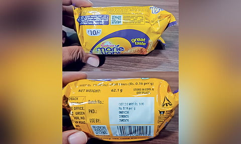 Advertised as a Rs 10 packet, the MRP was listed as Rs 9 