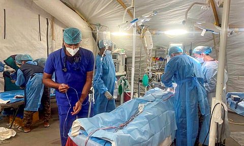 In this image posted on Dec. 2, 2025, Relief and rescue operation underway as part of Operation Sagar Bandhu in Sri Lanka (PTI)