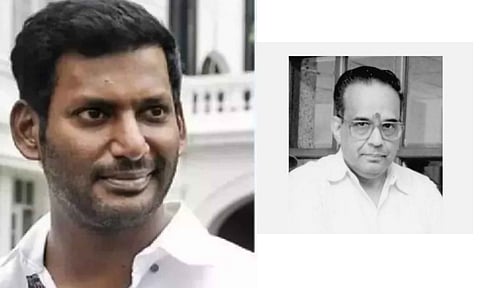 Actor Vishal (L) and AVM Saravanan (R) 