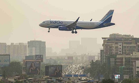 An IndiGo aircraft prepares to land at an airport, in Mumbai, Saturday, Dec. 6, 2025 (PTI) 