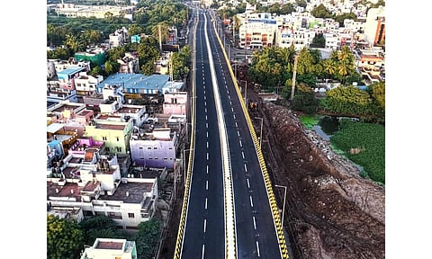 A new grade separator bridge at Melamadai in Madurai is set for inauguration on Sunday.(Photo: Imthiyas Ali)
