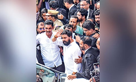 Actor Dileep leaves the Ernakulam district court after his acquittal