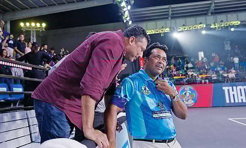 Mahesh Bhupathi and Leander Paes during the tournament