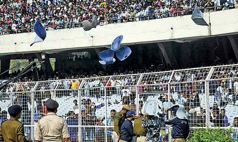Spectators hurl chairs at security personnel after Messi’s exit