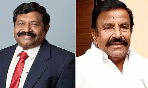 AIADMK Rajya Sabha member and party legal wing secretary IS Inbadurai and Municipal Administration Minister KN Nehru.